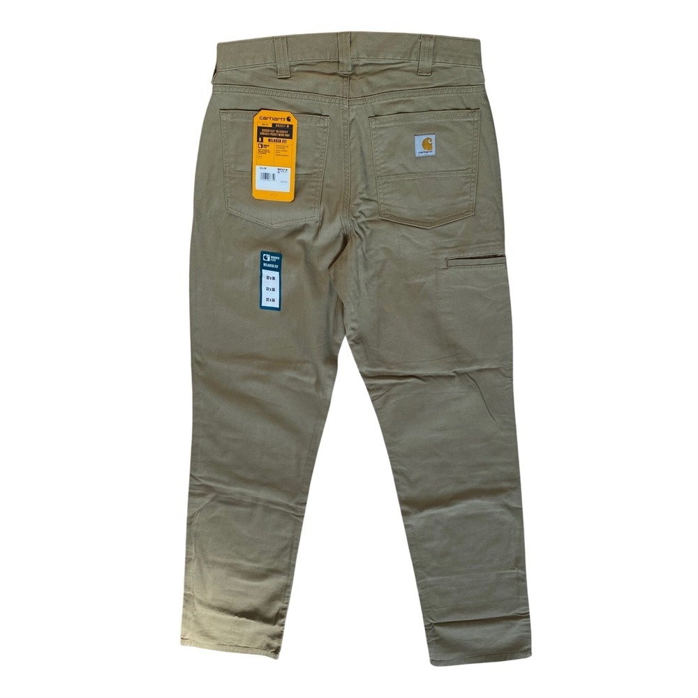 Carhartt Rugged Flex Relaxed Fit Canvas Work Pants Khaki BN2517-M 32x36 NWT